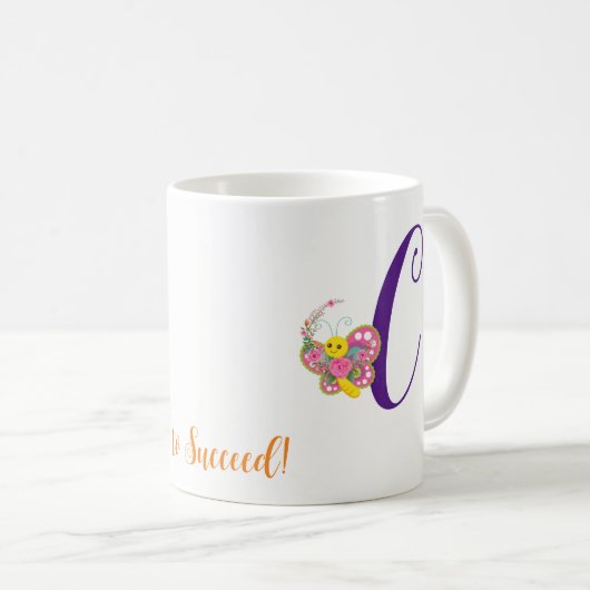 バタフライレターCフローラマグ コーヒーマグカップ (正面右)