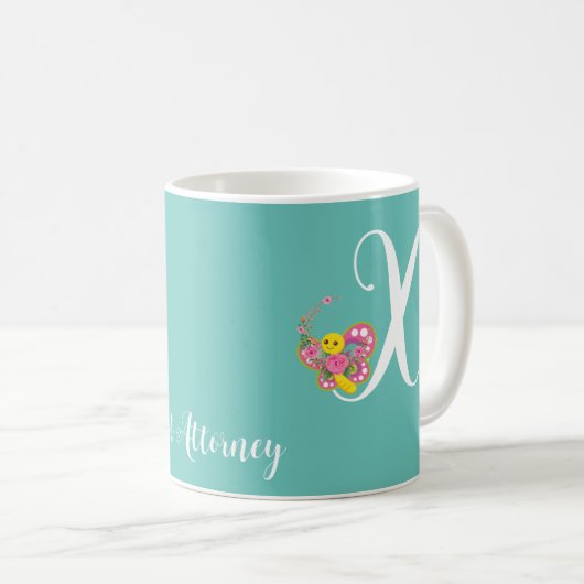 バタフライレターXフローラマグカップ コーヒーマグカップ (正面右)