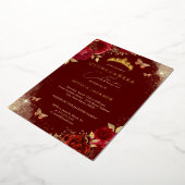 バタフライレッドローズ金ゴールドティアラキンセアニェラ 箔招待状 (回転した状態)