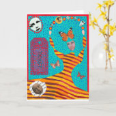 バタフライレディーグリーティングカード カード (黄色い花)