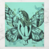 バタフライレディ・バタフライデー・ファンタジー・フェアリー・アート ワインラベル (シングルラベル)