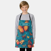 バタフライレトロカラフルパタパーソナライズされたーン エプロン (着用した状態)