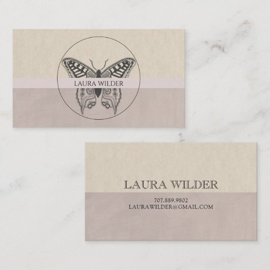 バタフライロゴほこりっぽいグレーピンク コーリングカード (正面/裏面)