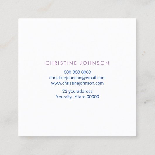 バタフライロゴエステティシャンサロンスパ スクエア名刺 (裏面)