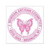 バタフライロゴビジネス名の場所のURL電子メール セルフインキングスタンプ (デザイン)