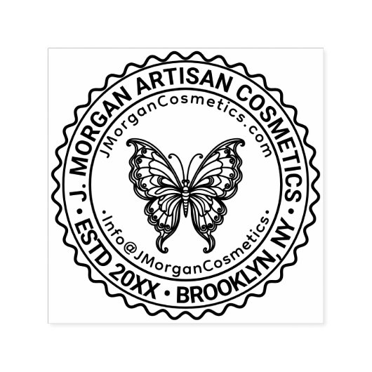 バタフライロゴビジネス名の場所URL電子メール#S セルフインキングスタンプ (デザイン)