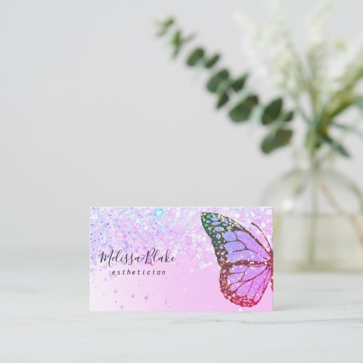 バタフライロゴフェイクオングリッターデザイン 名刺 (スタンド正面)