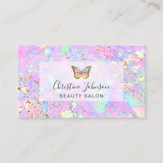 バタフライロゴフェイクオングリッターパステル 名刺 (正面)