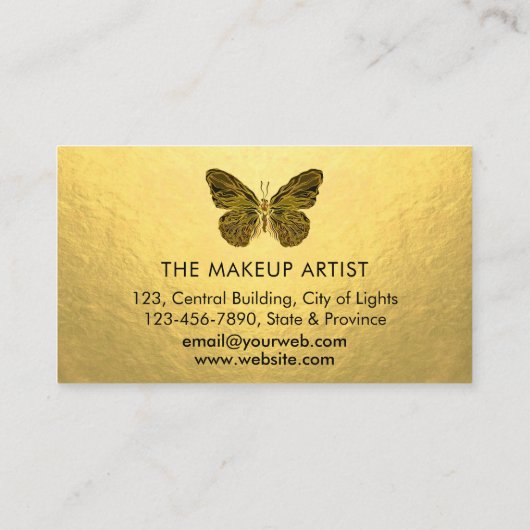 バタフライロゴ金ゴールドグリッター滴下ブガーリーシン 名刺 (裏面)