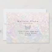 バタフライロフェイクグパステルグリッター 招待状 (裏面)