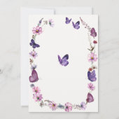 バタフライワイルドパープルメイブピンクベビーガールシャワー 招待状 (裏面)