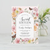 バタフライワイルドフラワーアーチピンクスウィート16 招待状 (スタンド正面)