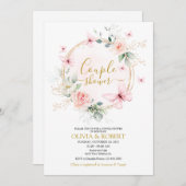 バタフライワイルドフラワーカップルのシャワー招待 招待状 (正面/裏面)