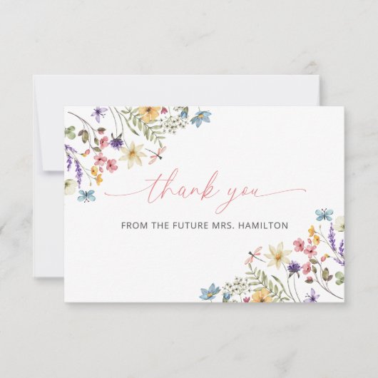 バタフライワイルドフラワーガーデンサンキューカード サンキューカード (正面)