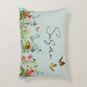 バタフライワイルドフラワーガーデンパーソナライズされたフローラ アクセントクッション (正面(垂直))