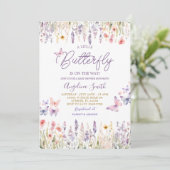 バタフライワイルドフラワーガーデンフローラベビーシャワー 招待状 (スタンド正面)
