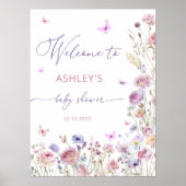 バタフライワイルドフラワーガールベビーシャワーへようこそ ポスター (正面)