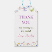 バタフライワイルドフラワーサンキューラベル誕生日パーティー ギフトタグ (正面)