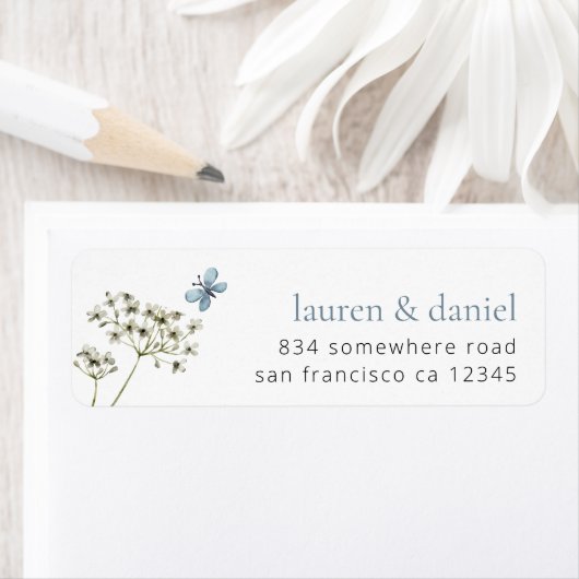 バタフライワイルドフラワーナーズ結婚差出人住所 ラベル (インサイチュ)