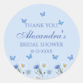 バタフライワイルドフラワーブライダルシャワーありがとう ラウンドシール (正面)