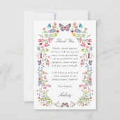 バタフライワイルドフラワーブライダルシャワーサンキューカード サンキューカード (正面)