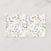 バタフライワイルドフラワーブライダルシャワーディスプレイシャワー エンクロージャーカード (裏面)