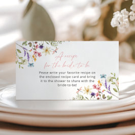 バタフライワイルドフラワーブライダルシャワーレシピ要求 エンクロージャーカード