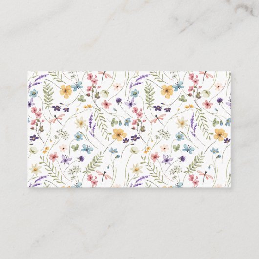 バタフライワイルドフラワーブライダルシャワーレシピ要求 エンクロージャーカード (裏面)