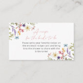 バタフライワイルドフラワーブライダルシャワーレシピ要求 エンクロージャーカード (正面)