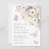バタフライワイルドフラワーブライダルシャワー招待 招待状 (正面)