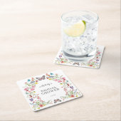 バタフライワイルドフラワーブライダルシャワー スクエアペーパーコースター (インサイチュ)