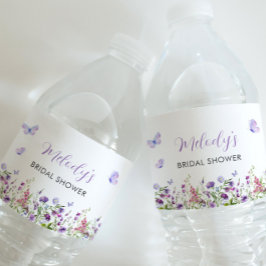 バタフライワイルドフラワーブライダルシャワー ペットボトルラベル
