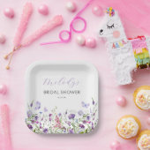 バタフライワイルドフラワーブライダルシャワー ペーパープレート (パーティー)