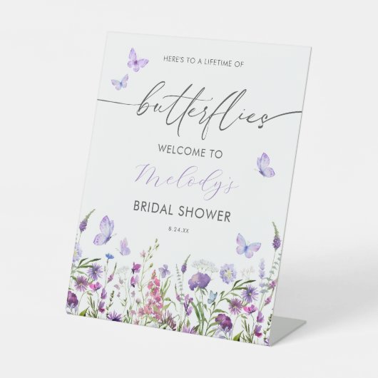 バタフライワイルドフラワーブライダルシャワー 台座サイン (正面)