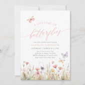 バタフライワイルドフラワーブライダルシャワー 招待状 (正面)