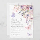 バタフライワイルドフラワーブライダルシャワー 招待状 (正面)