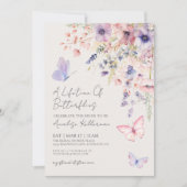 バタフライワイルドフラワーブライダルシャワー 招待状 (正面)