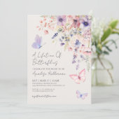 バタフライワイルドフラワーブライダルシャワー 招待状 (スタンド正面)