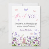 バタフライワイルドフラワーベビーシャワーサンキューカード サンキューカード (正面)