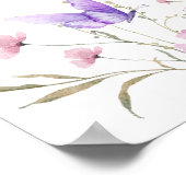 バタフライワイルドフラワーベビーシャワー歓迎サイン ポスター (角)