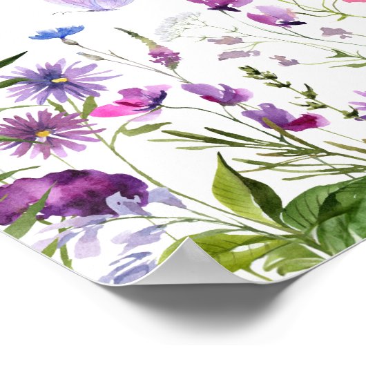 バタフライワイルドフラワーベビーシャワー16x20へようこそ ポスター (角)