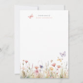 バタフライワイルドフラワーベビーシャワー サンキューカード (正面)