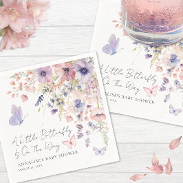 バタフライワイルドフラワーベビーシャワー スタンダードカクテルナプキン