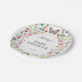 バタフライワイルドフラワーベビーシャワー ペーパープレート (アングル)