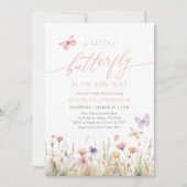 バタフライワイルドフラワーベビーシャワー 招待状 (正面)
