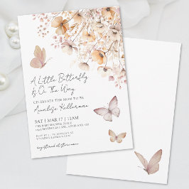 バタフライワイルドフラワーベビーシャワー 招待状