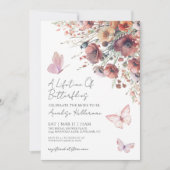 バタフライワイルドフラワー秋ブライダルシャワー 招待状 (正面)