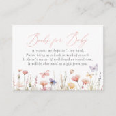 バタフライワイルドフラワー赤ちゃんシャワーブックベビー エンクロージャーカード (正面)