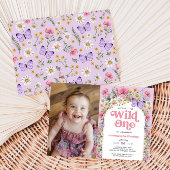 バタフライワイルドフラワー1stバースデーフォト 招待状