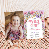 バタフライワイルドフラワー1stバースデーフォト 招待状